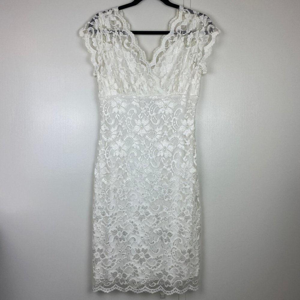 Marina Cap Sleeve Lace Cocktail Sheath Dress